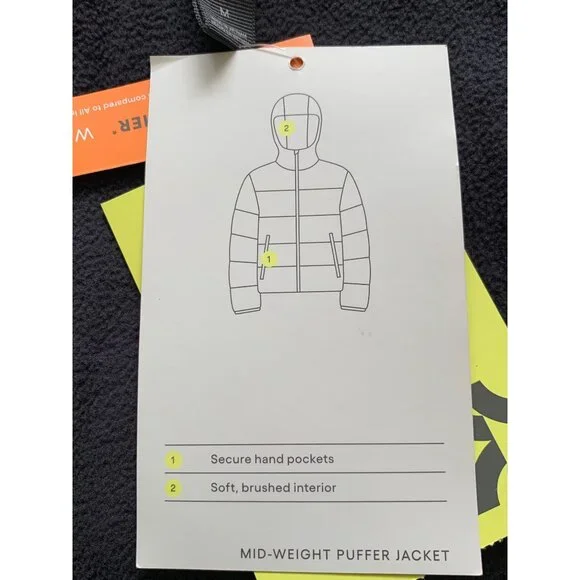 All In Motion Boys Black Mid-Weight Puffer Jacket With Pockets Size Medium - Picture 6 of 12